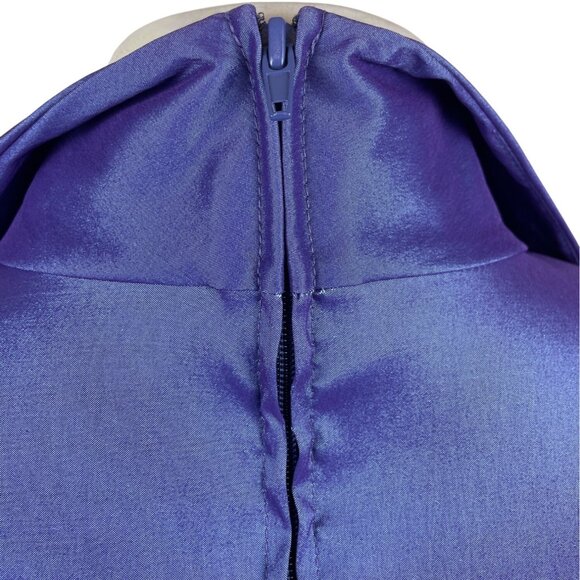 Tadashi Womens Purple Ruched Satin Long-Sleeve Blouse Top Zip Back Sz 10 - Picture 5 of 8